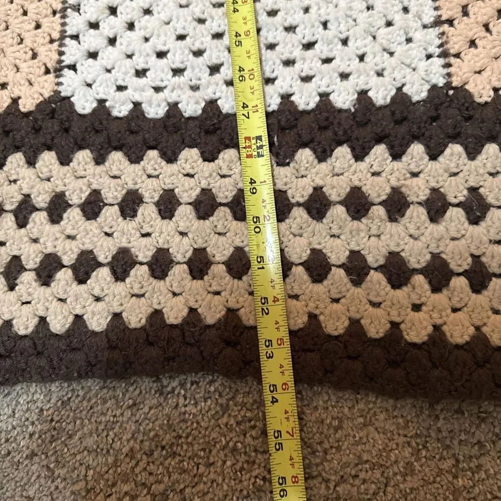 Crocheted Organic Afghan Granny Squares Lap‎ Crib Baby Nursery Blanket 54”x42”